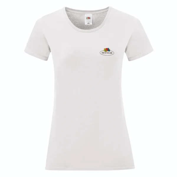 חולצת טי קצרה בצבע לבן לנשים צווארון עגול Vintage לוגו קטן
