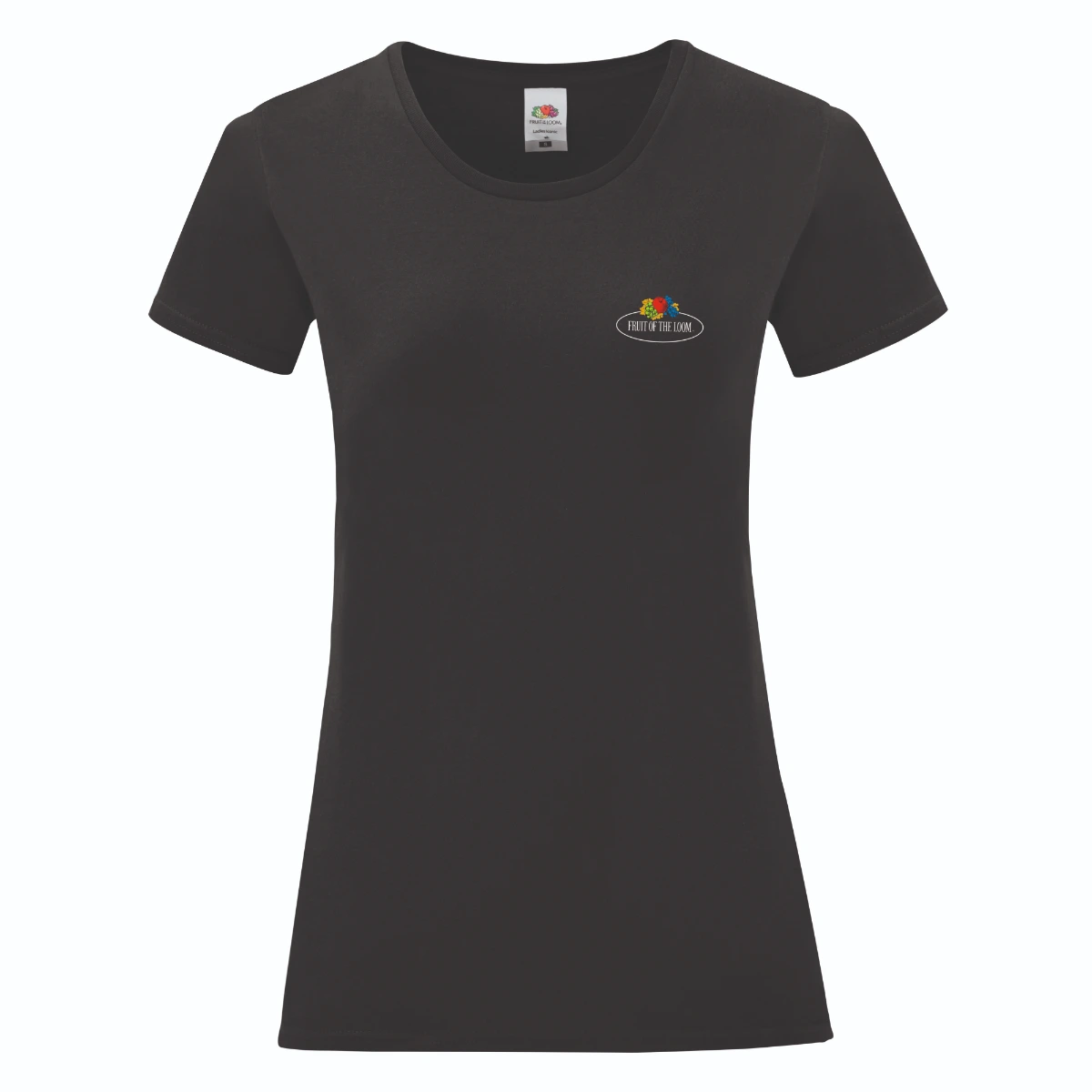 חולצת טי קצרה בצבע שחור לנשים צווארון עגול Vintage לוגו קטן