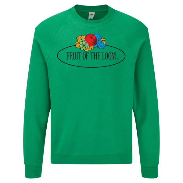 FRUIT OF THE LOOM - סווטשירט גברים Vintage Raglan Logo – 12-202-A-RX – ירוק-מלאנג – 1